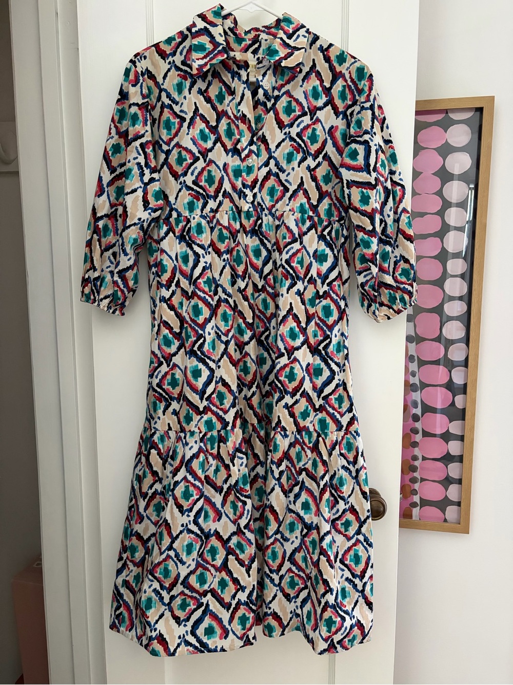 Anthropologie Maeve Multicolor Printed Tiered Dress
